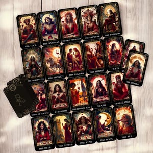 Wine Tarot Deck, Bohemian Art Tarot Card and Tarot Box, 78 Unique Tarot Card Deck