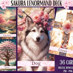 Sakura Lenormand Cards Deck - Printable Japanese Tarot Deck -  Digital Cards deck - Printable Oracle