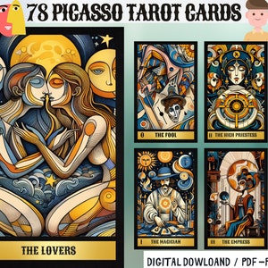 78 Picasso Art Theme Digital Tarot Cards - Printable Tarot Deck -  Digital Cards deck - Printable Oracle