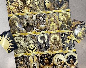 Mazzo di carte dei Tarocchi d'arte: lamina d'oro, 78 carte con scatola