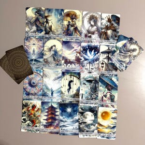 Carta del Tarot del Monzón, Carta del Tarot de Acuarela y Caja del Tarot, Baraja de 78 Cartas del Tarot