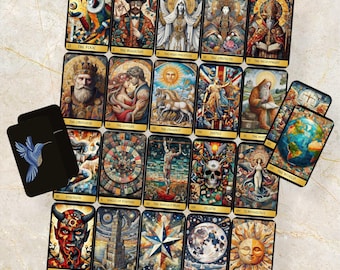 Jeu de tarot patch : 78 cartes de tarot colorées avec boîte