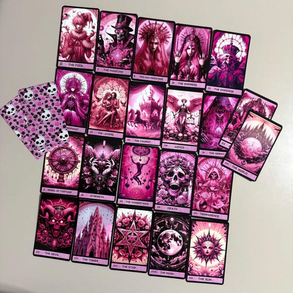 Pink Gothic Tarot Card Deck: 78 Card Set With Box - Etsy