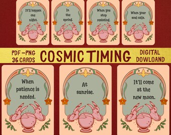 Carte del Tempo Cosmico / Mazzo di 36 Tarocchi e Oracoli per la Previsione del Tempo / Download Digitale