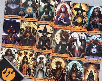 Baraja de Tarot de Halloween: temática de calabaza, 78 cartas