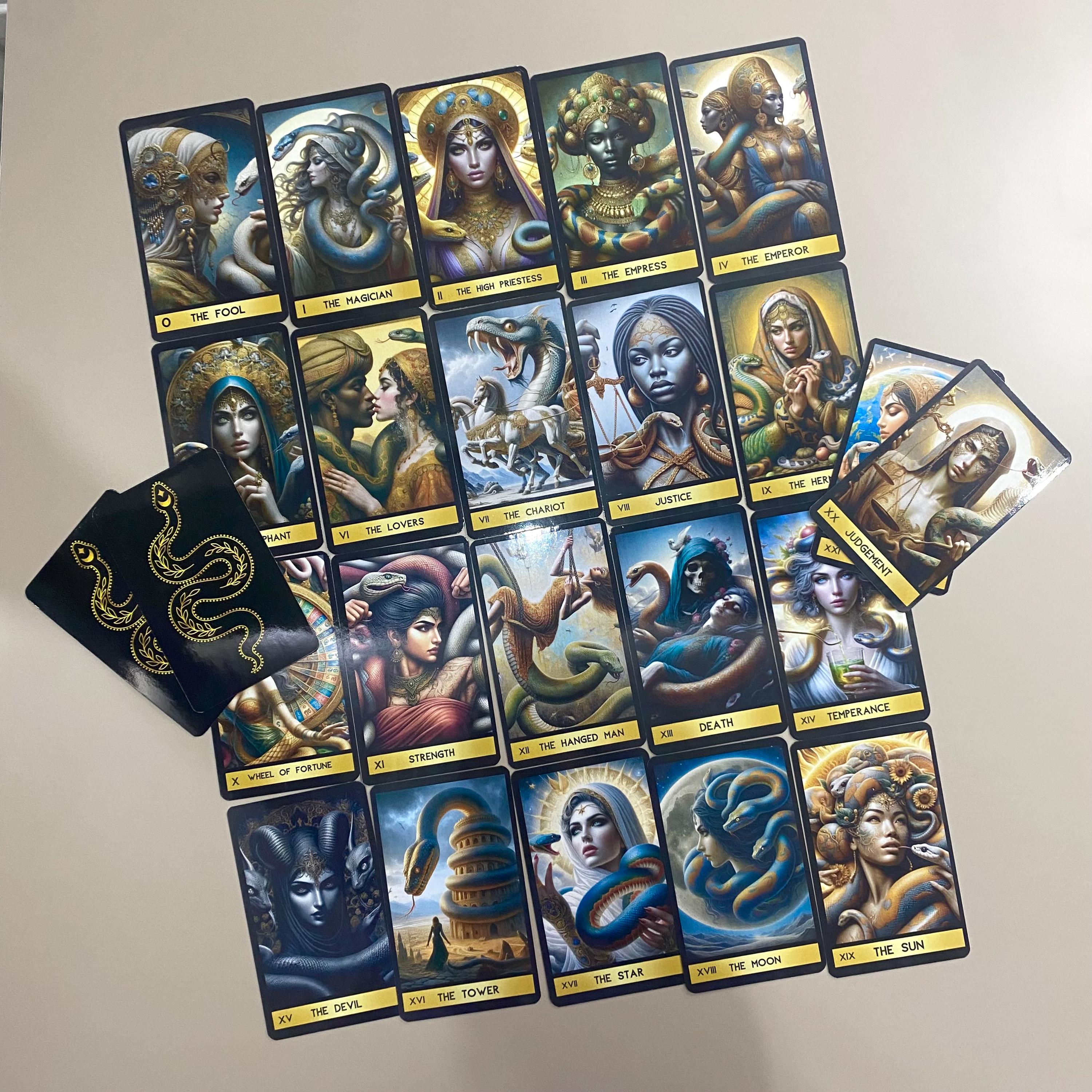 Schlangen-Tarotkarte, Schlangen-Tarotkarte und Tarot-Box, 78 spirituelles Tarotkartenspiel