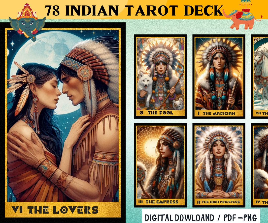 78 Indian Theme Digital Tarot Cards Printable Eskimo Tarot Deck Digital ...