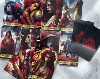 Rote Rose Tarotkarte, Blumen Tarotkarte und Tarot Box, 78 Tarot Kartenspiel