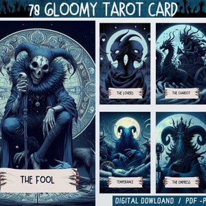 78 Digitale Tarotkarten mit düsteren Themen - Monster Tarotkarten Deck - Druckbare Orakel
