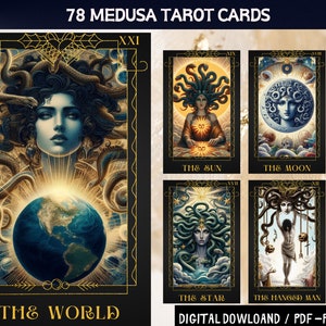 78 Cartas de Tarot Digitales Tema Medusa - Baraja de Tarot Imprimible - Baraja de Cartas Digitales - Oráculo Imprimible