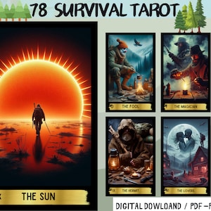 78 Survival  Theme Digital Tarot Cards - Printable Tarot Deck -  Digital Cards deck - Printable Oracle