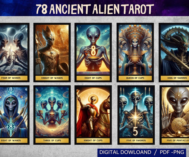 Ancient Alien Tarot Deck: 78 Printable Cards (digital Download) - Etsy