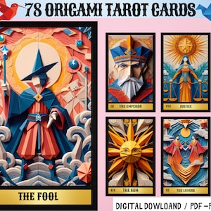 78 Origami Thema Digitale Tarot Karten - Printable Tarot Deck - Digital Karten Deck - Printable Orakel
