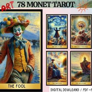 78 Monet Theme Digital Tarot Cards - Printable Art Tarot Deck -  Digital Cards deck - Printable Oracle