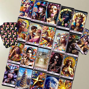 Carte de tarot bonbon, carte de tarot colorée et boîte de tarot, jeu de 78 cartes de tarot