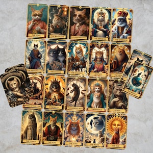 Kattentarotkaart en tarotdoos, Mystical Cats-tarotkaart, 78 kunsttarotkaartenspel