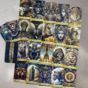 Jeu de tarot léopard, carte de tarot grand félin et boîte de tarot, jeu de 78 cartes de tarot