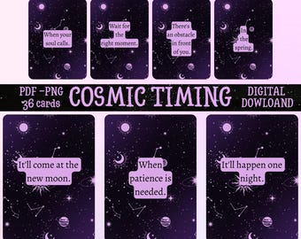 Carte del Tempo Cosmico / Mazzo di 36 Tarocchi e Oracoli per la Previsione del Tempo / Download Digitale