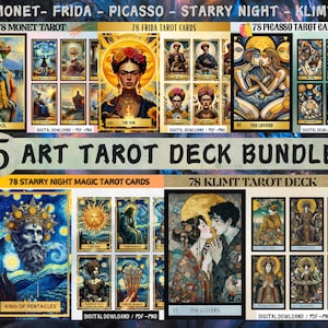 5 in 1 ART Tarot Deck Bundle - Digital Tarot Cards - Printable Tarot Deck -  Digital Cards deck - Printable Oracle