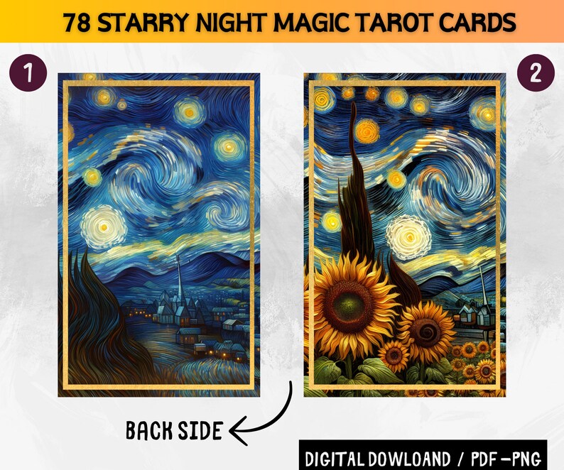 78 Starry Night Magic Theme Digital Tarot Cards Printable Tarot Deck ...