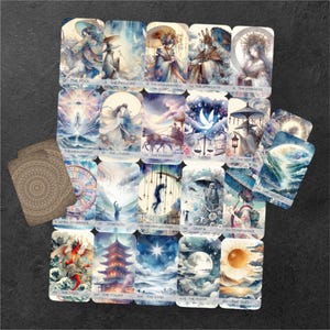 Carta del Tarot del Monzón, Carta del Tarot en Acuarela y Caja del Tarot, Baraja de 78 Cartas del Tarot