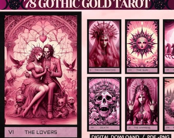 Baraja de Tarot Gótico Rosa: 78 cartas imprimibles (descarga digital)