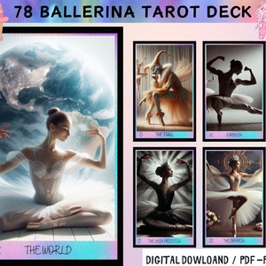 78 Ballerina Theme Digital Tarot Cards - Printable Tarot Deck -  Digital Cards deck - Printable Oracle