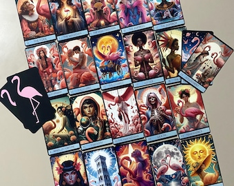 Flamingo Tarotkarte, Rosa Tarotkarte und Tarot Box, 78 Tarotkartenspiel