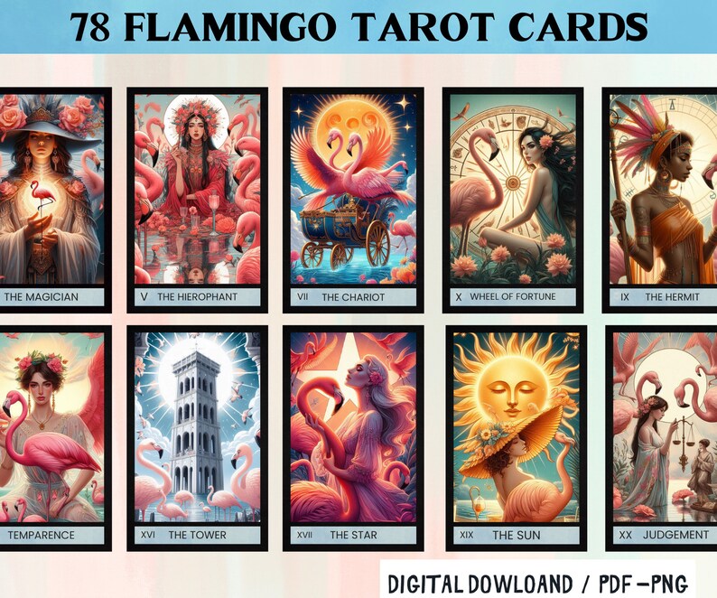 Flamingo Tarot Deck: 78 Printable Cards (digital Download) - Etsy
