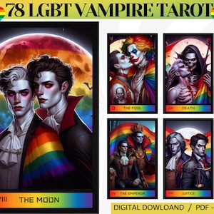 78 LGBT - Vampir Thema Digitale Tarotkarten - Pride Printable Tarot Deck - Digitale Karten Deck - Printable Orakel