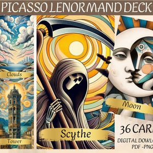 Picasso Lenormand Cards Deck - Printable Art Tarot Deck -  Digital Cards deck - Printable Oracle