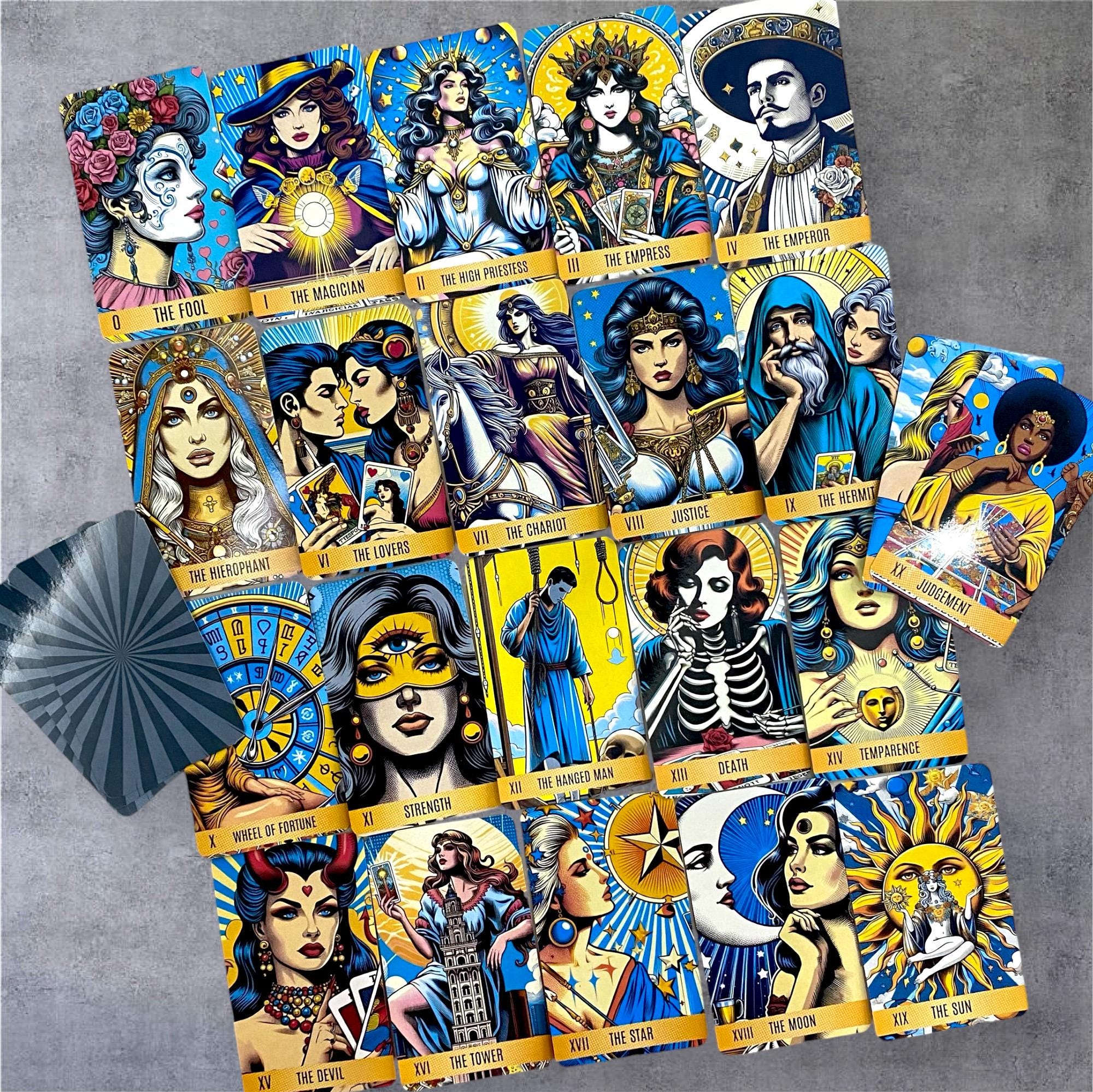 ポップアート タロットカードデッキ：レトロでカラフルなアート、78枚