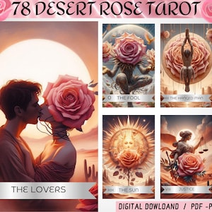 78 Desert Rose Theme Digital Tarota Cards - Wydrukowalna talia kart Tarota - Cyfrowa talia kart - Wydrukowalna Oracle
