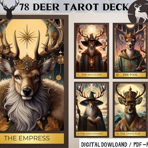 78 Deer Tarot Cards: Printable Oracle Deck (Digital Download)