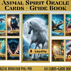 Animal Spirit Oracle Cards 40 + Guide book - Printable Oracle  Deck -  Digital Cards Deck - Printable Oracle