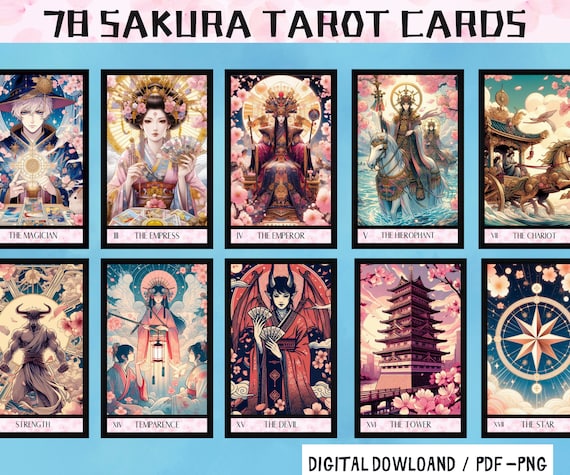 78 Sakura - Japanese Digital Tarot Cards - Printable Tarot