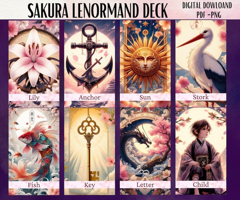 Key Lenorm Sakura Lenormand Deck: Japanese Oracle Cards (digital Download) - Etsy