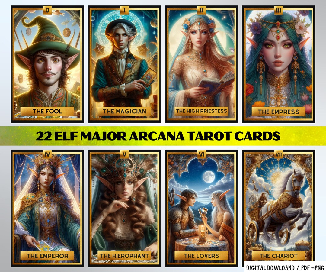 22 ELF Theme Digital Major Arcanatarot Cards Printable Tarot Deck ...