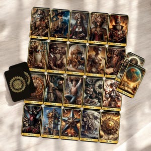 Steampunk-tarotdeck, Boho Art-tarotkaart en tarotdoos, 78 tarotkaartendeck