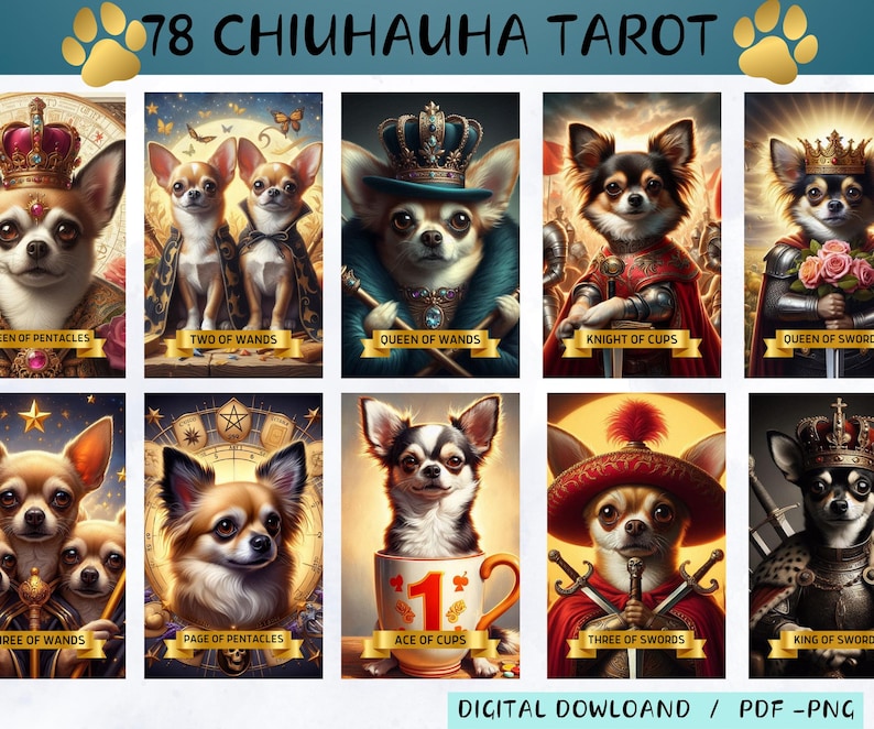 Chihuahua Tarot Deck 78 Animal Theme Cards digital Download Etsy chihuahua-tarot-deck-78-animal-theme-cards-digital-download-etsy
