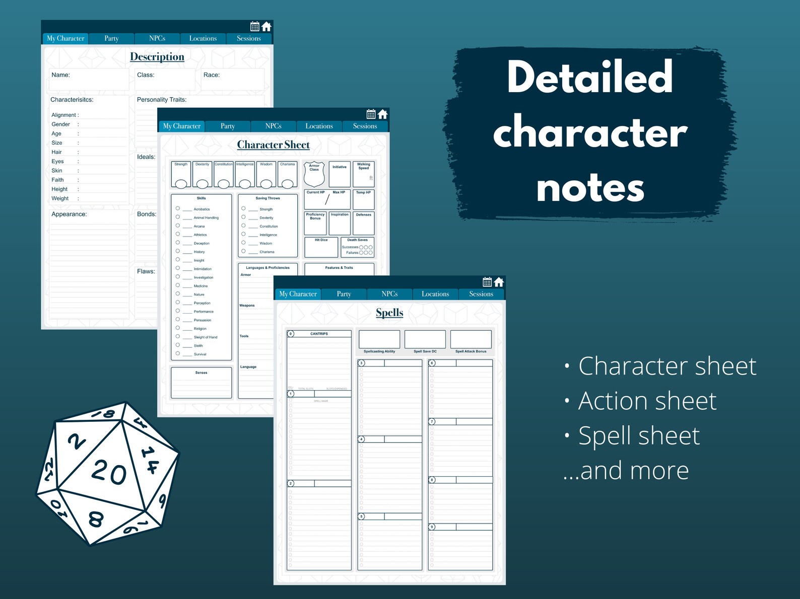 Digital Dnd Journal Dnd Character Sheet Dungeons and Etsy Norway