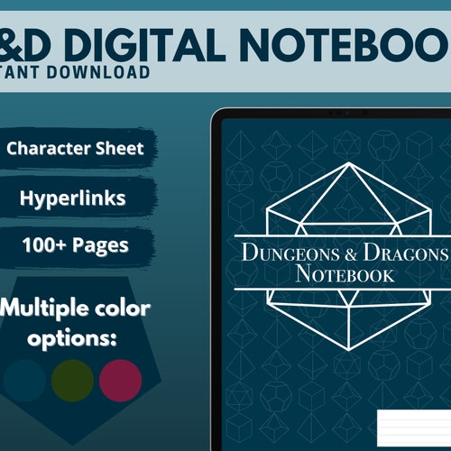 Digital Dnd Journal Dnd Character Sheet Dungeons and Etsy