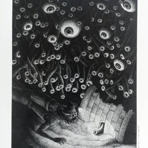 Black and white drawing print A4 format