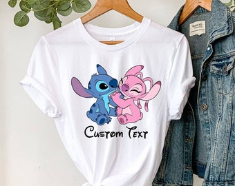 Camiseta de Stitch de Disney, Camiseta de Stitch y Ángel, Regalo de cumpleaños, Camiseta personalizada de Disney, Camiseta de pareja de Disney, Camiseta familiar de Disney, Camiseta infantil de Disney