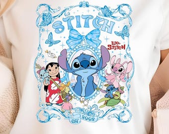 Shirt Disney Stitch Friends, Shirt Stitch And Lilo, Magical Stitch Shirt, Shirt Stitch Angel, Disney Kids Tee, Disneyland Family Trip Shirt