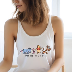 Débardeur amis Winnie l&#39;ourson Disney, débardeur femme ourson ours, débardeur femme ourson rétro, débardeur voyage filles Disney, débardeur dos nageur Disneyland