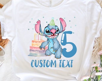 Personalisierte Stitch Geburtstags-Shirt, Geburtstagsparty-Jungen-Shirt, Geburtstags-Mädchen-Shirt, Geburtstag Familie Passende T-Shirts, Kinder Geburtstag Shirt