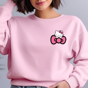 Hello Cat Super Kitties Sweatshirt, Cute Kawaii Kitty Sweatshirt, Y2K Inspired Sweatshirt & Hoodie, Kitty Girls Matching Sweatshirt