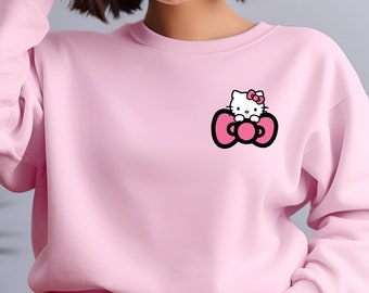 Hello Cat Super Kitties Sweatshirt, Cute Kawaii Kitty Sweatshirt, Y2K Inspired Sweatshirt & Hoodie, Kitty Girls Matching Sweatshirt