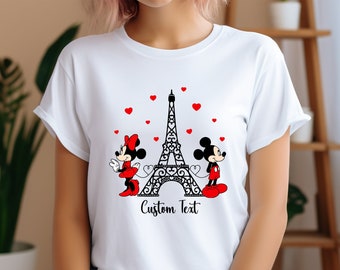 Disneyland Paris Couples Shirt, Personalized Eiffel Tower Mickey Minnie Shirt, Disney Paris Family Trip Shirt, Custom Paris Minnie T-Shirt
